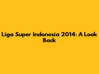 Liga Super Indonesia 2014: A Look Back