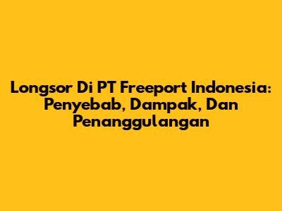 Longsor Di PT Freeport Indonesia: Penyebab, Dampak, Dan Penanggulangan