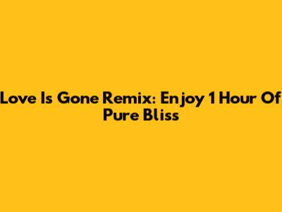 Love Is Gone Remix: Enjoy 1 Hour Of Pure Bliss