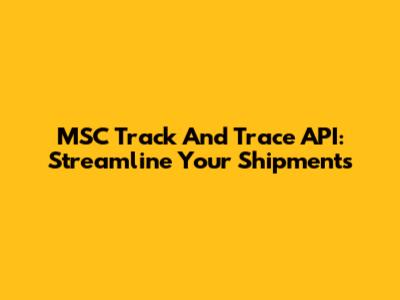 MSC Track And Trace API: Streamline Your Shipments