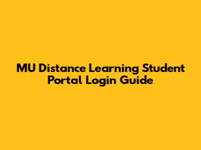 MU Distance Learning Student Portal Login Guide
