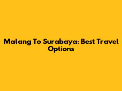Malang To Surabaya: Best Travel Options