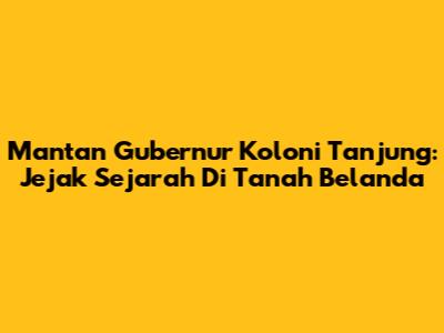 Mantan Gubernur Koloni Tanjung: Jejak Sejarah Di Tanah Belanda