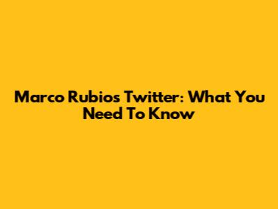 Marco Rubio's Twitter: What You Need To Know