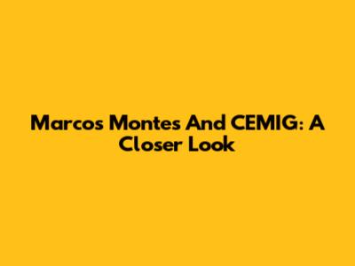 Marcos Montes And CEMIG: A Closer Look