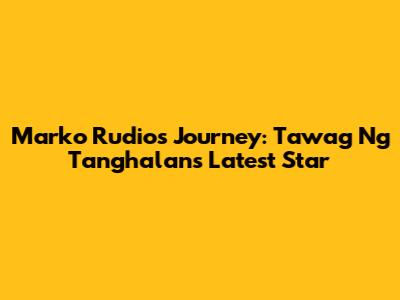 Marko Rudio's Journey: Tawag Ng Tanghalan's Latest Star