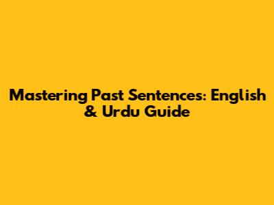 Mastering Past Sentences: English & Urdu Guide