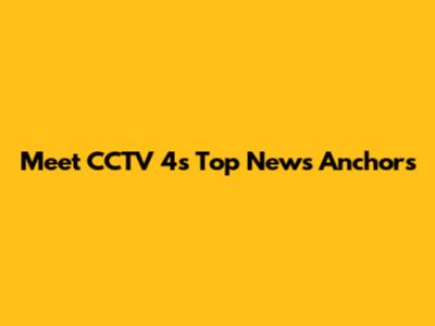 Meet CCTV 4's Top News Anchors