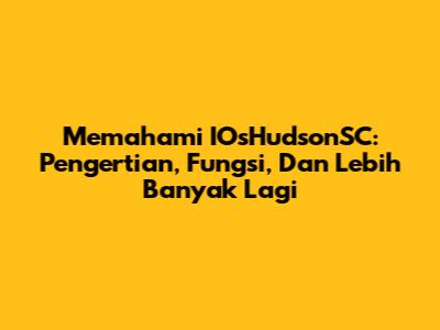 Memahami IOsHudsonSC: Pengertian, Fungsi, Dan Lebih Banyak Lagi