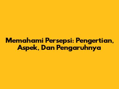 Memahami Persepsi: Pengertian, Aspek, Dan Pengaruhnya