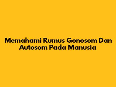 Memahami Rumus Gonosom Dan Autosom Pada Manusia