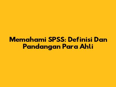 Memahami SPSS: Definisi Dan Pandangan Para Ahli
