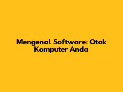 Mengenal Software: Otak Komputer Anda