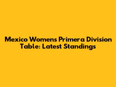 Mexico Women's Primera Division Table: Latest Standings