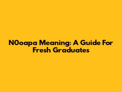 N0oapa Meaning: A Guide For Fresh Graduates