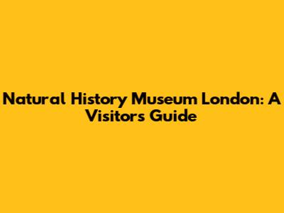 Natural History Museum London: A Visitor's Guide
