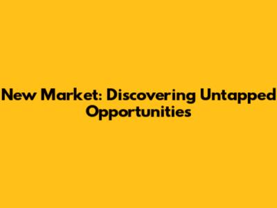 New Market: Discovering Untapped Opportunities