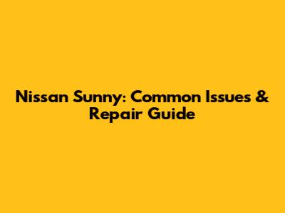 Nissan Sunny: Common Issues & Repair Guide