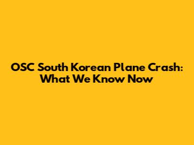 OSC South Korean Plane Crash: What We Know Now