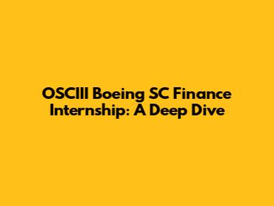 OSCIII Boeing SC Finance Internship: A Deep Dive