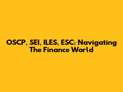 OSCP, SEI, ILES, ESC: Navigating The Finance World