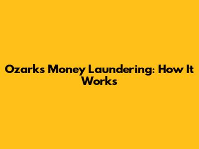 Ozark's Money Laundering: How It Works