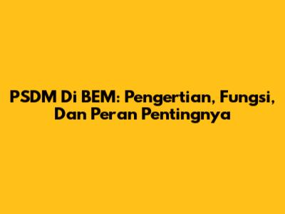 PSDM Di BEM: Pengertian, Fungsi, Dan Peran Pentingnya