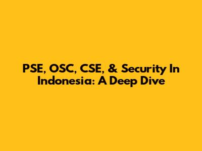 PSE, OSC, CSE, & Security In Indonesia: A Deep Dive