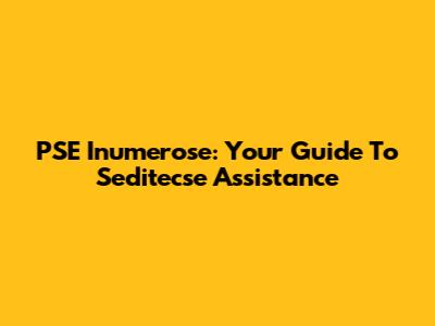 PSE Inumerose: Your Guide To Seditecse Assistance