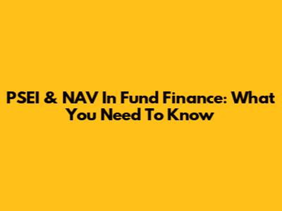 PSEI & NAV In Fund Finance: What You Need To Know