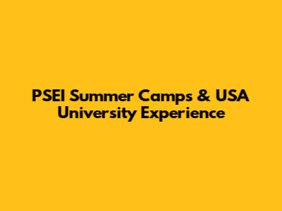 PSEI Summer Camps & USA University Experience