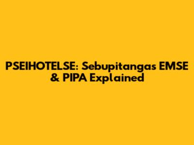 PSEIHOTELSE: Sebupitanga's EMSE & PIPA Explained