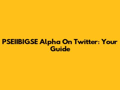 PSEIIBIGSE Alpha On Twitter: Your Guide
