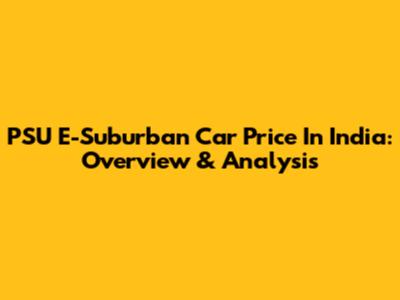 PSU E-Suburban Car Price In India: Overview & Analysis