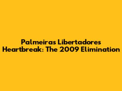 Palmeiras' Libertadores Heartbreak: The 2009 Elimination