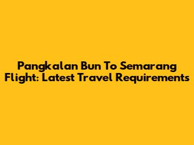 Pangkalan Bun To Semarang Flight: Latest Travel Requirements