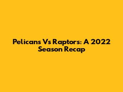 Pelicans Vs Raptors: A 2022 Season Recap