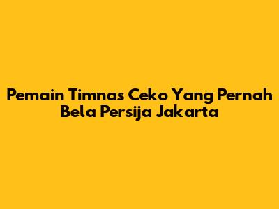 Pemain Timnas Ceko Yang Pernah Bela Persija Jakarta