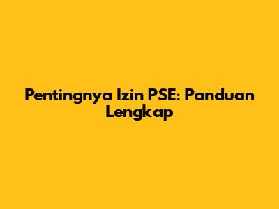 Pentingnya Izin PSE: Panduan Lengkap