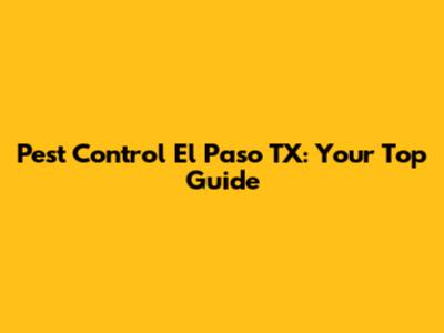 Pest Control El Paso TX: Your Top Guide