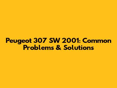 Peugeot 307 SW 2001: Common Problems & Solutions
