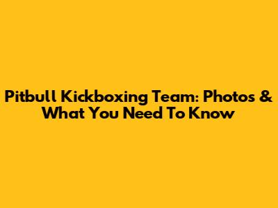 Pitbull Kickboxing Team: Photos & What You Need To Know