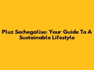 Pluz Sechegalise: Your Guide To A Sustainable Lifestyle