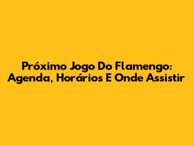 Próximo Jogo Do Flamengo: Agenda, Horários E Onde Assistir