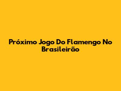 Próximo Jogo Do Flamengo No Brasileirão