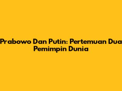 Prabowo Dan Putin: Pertemuan Dua Pemimpin Dunia