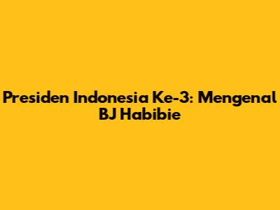 Presiden Indonesia Ke-3: Mengenal BJ Habibie