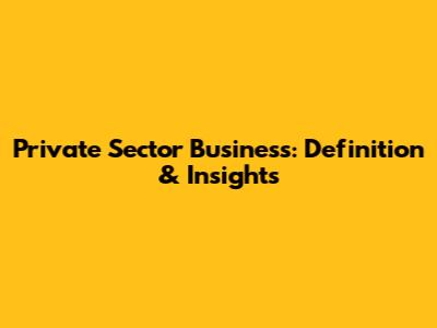 Private Sector Business: Definition & Insights