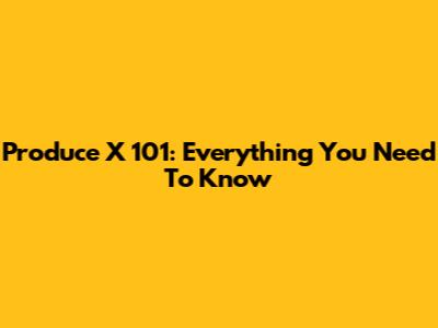 Produce X 101: Everything You Need To Know