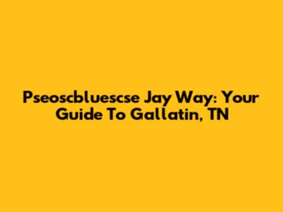 Pseoscbluescse Jay Way: Your Guide To Gallatin, TN